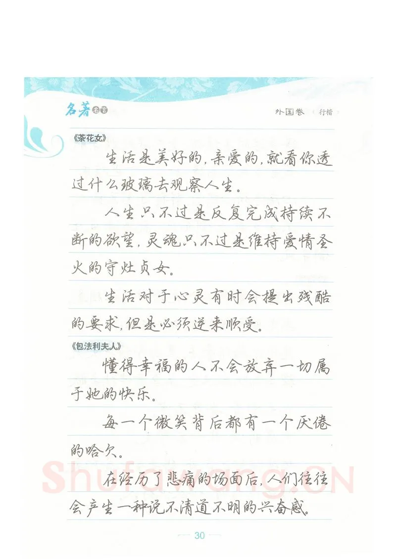 荆霄鹏硬笔硬笔字帖,摘自荆霄鹏行楷《名著名言》字帖