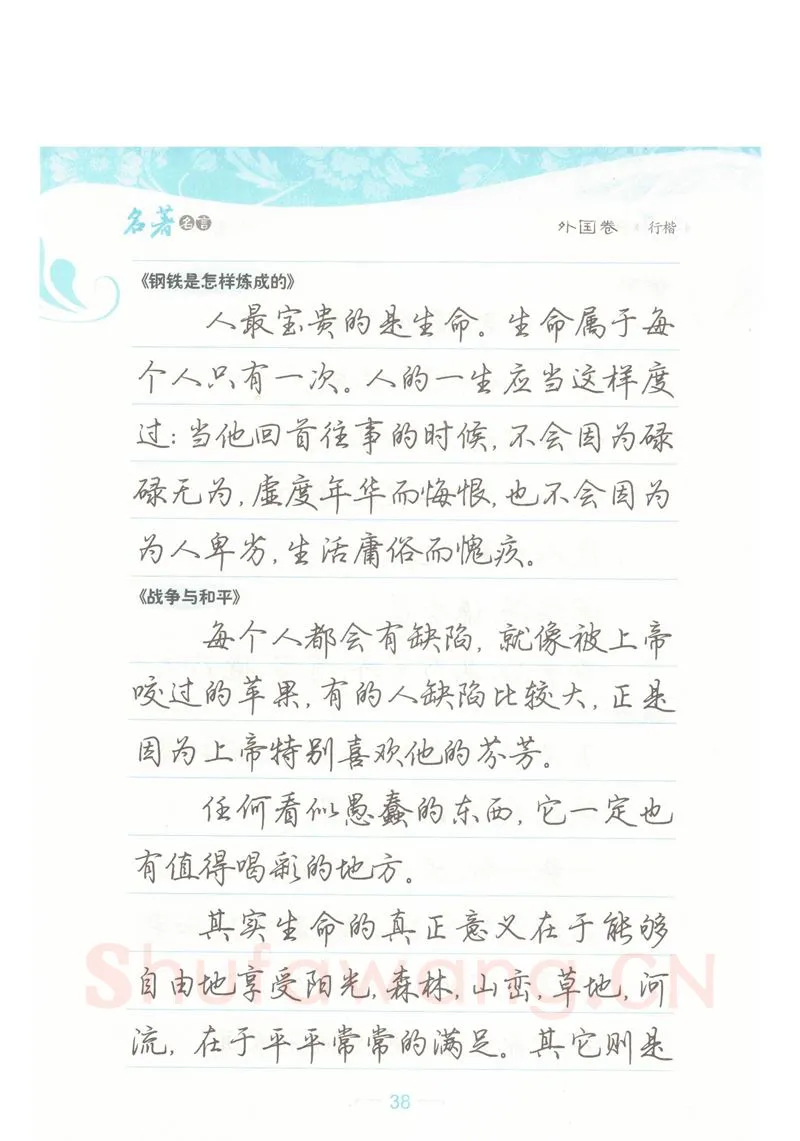 荆霄鹏硬笔硬笔字帖,摘自荆霄鹏行楷《名著名言》字帖