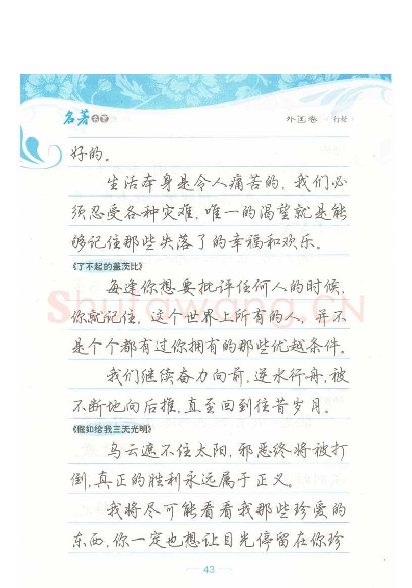荆霄鹏硬笔硬笔字帖,摘自荆霄鹏行楷《名著名言》字帖