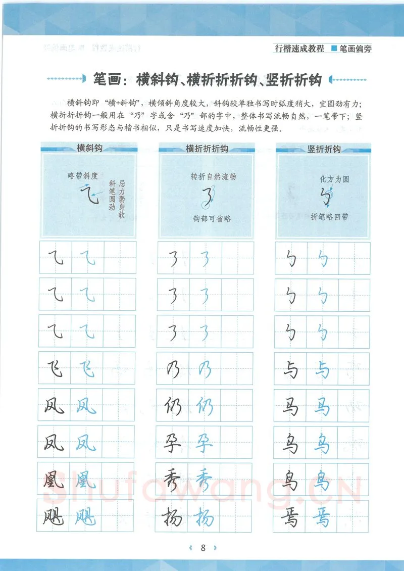 荆霄鹏硬笔硬笔字帖,摘自荆霄鹏行楷速成教程字帖-笔画偏旁