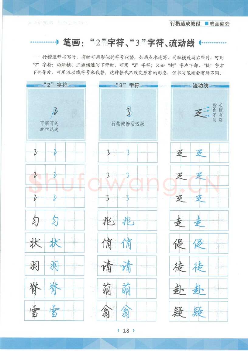 荆霄鹏硬笔硬笔字帖,摘自荆霄鹏行楷速成教程字帖-笔画偏旁