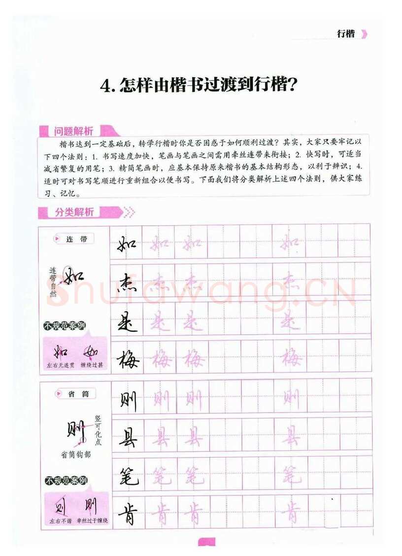 荆霄鹏硬笔硬笔字帖,摘自荆霄鹏《新手入门常见的20个问题》行楷