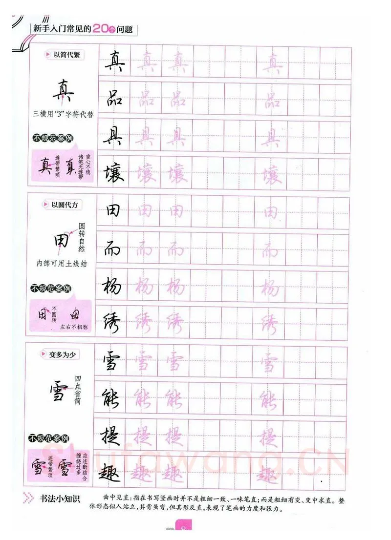荆霄鹏硬笔硬笔字帖,摘自荆霄鹏《新手入门常见的20个问题》行楷