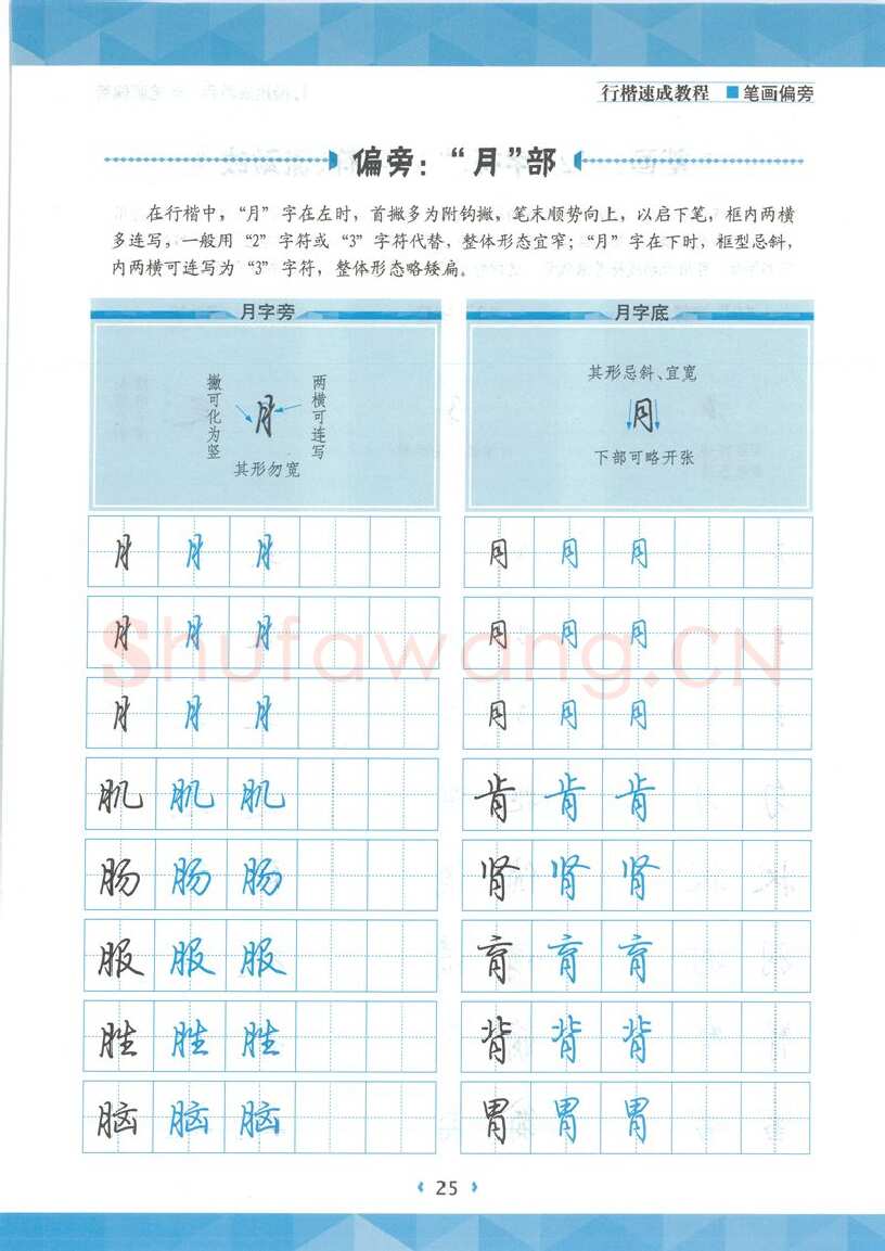 荆霄鹏硬笔硬笔字帖,摘自荆霄鹏行楷速成教程字帖-笔画偏旁