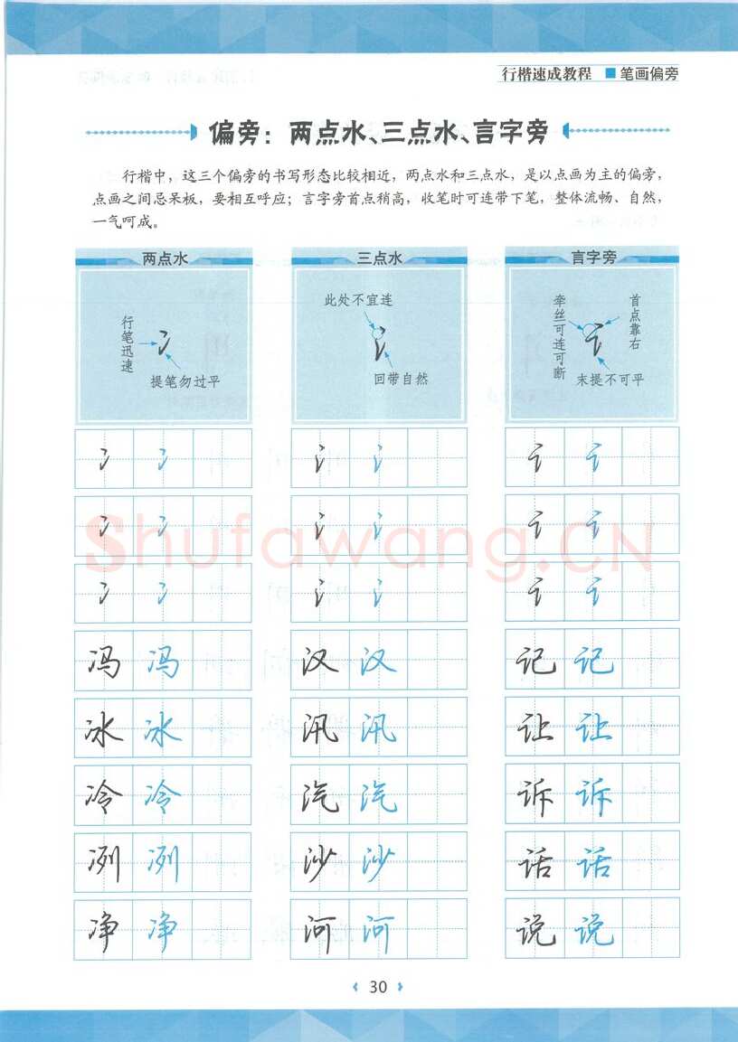 荆霄鹏硬笔硬笔字帖,摘自荆霄鹏行楷速成教程字帖-笔画偏旁