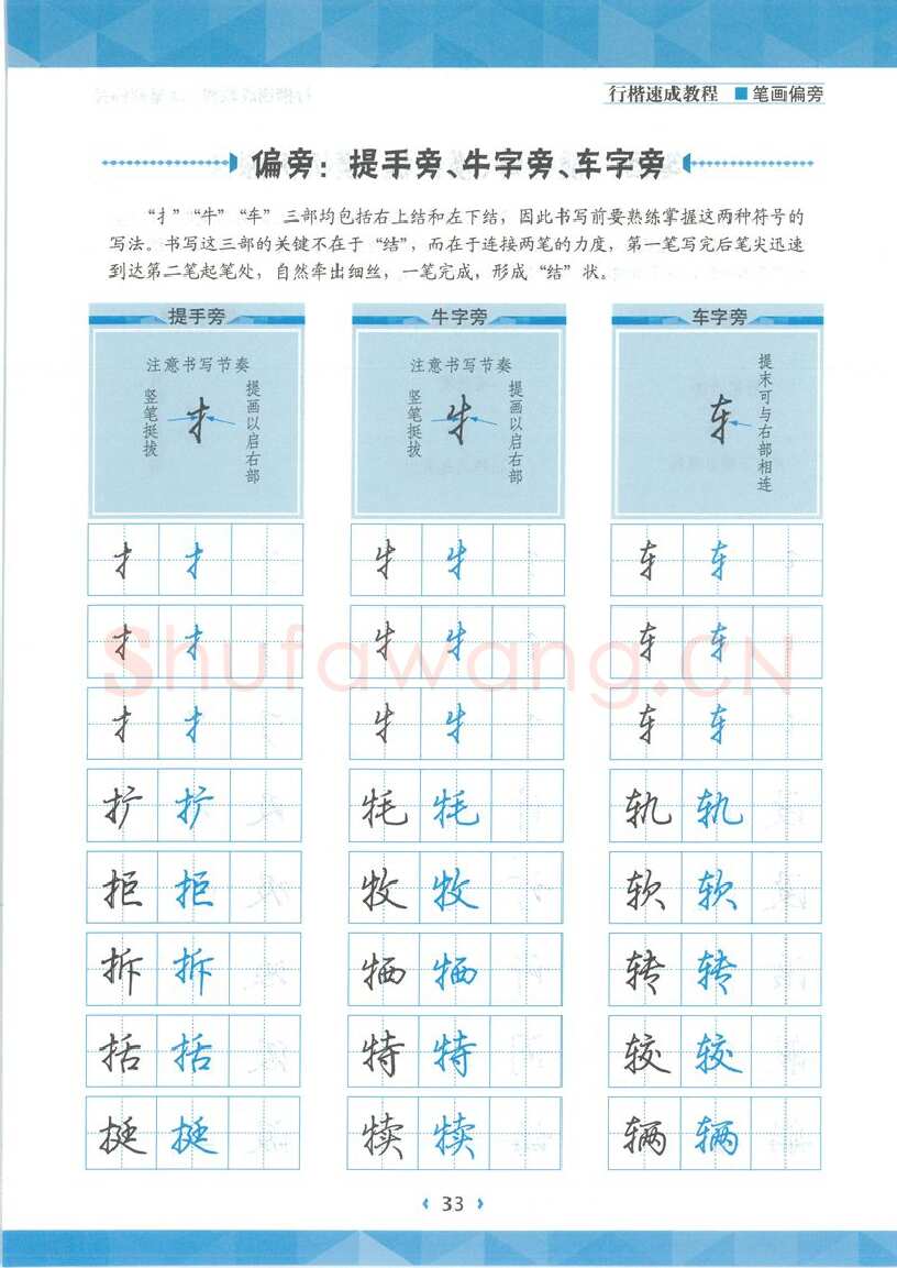 荆霄鹏硬笔硬笔字帖,摘自荆霄鹏行楷速成教程字帖-笔画偏旁