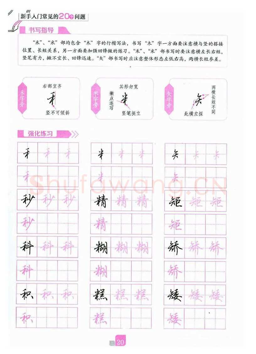 荆霄鹏硬笔硬笔字帖,摘自荆霄鹏《新手入门常见的20个问题》行楷