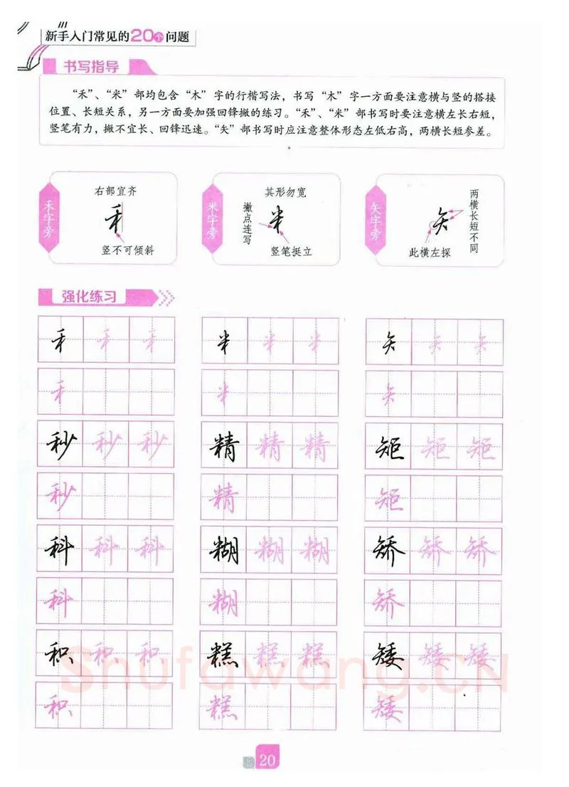 荆霄鹏硬笔硬笔字帖,摘自荆霄鹏《新手入门常见的20个问题》行楷