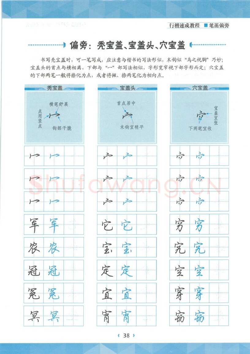 荆霄鹏硬笔硬笔字帖,摘自荆霄鹏行楷速成教程字帖-笔画偏旁
