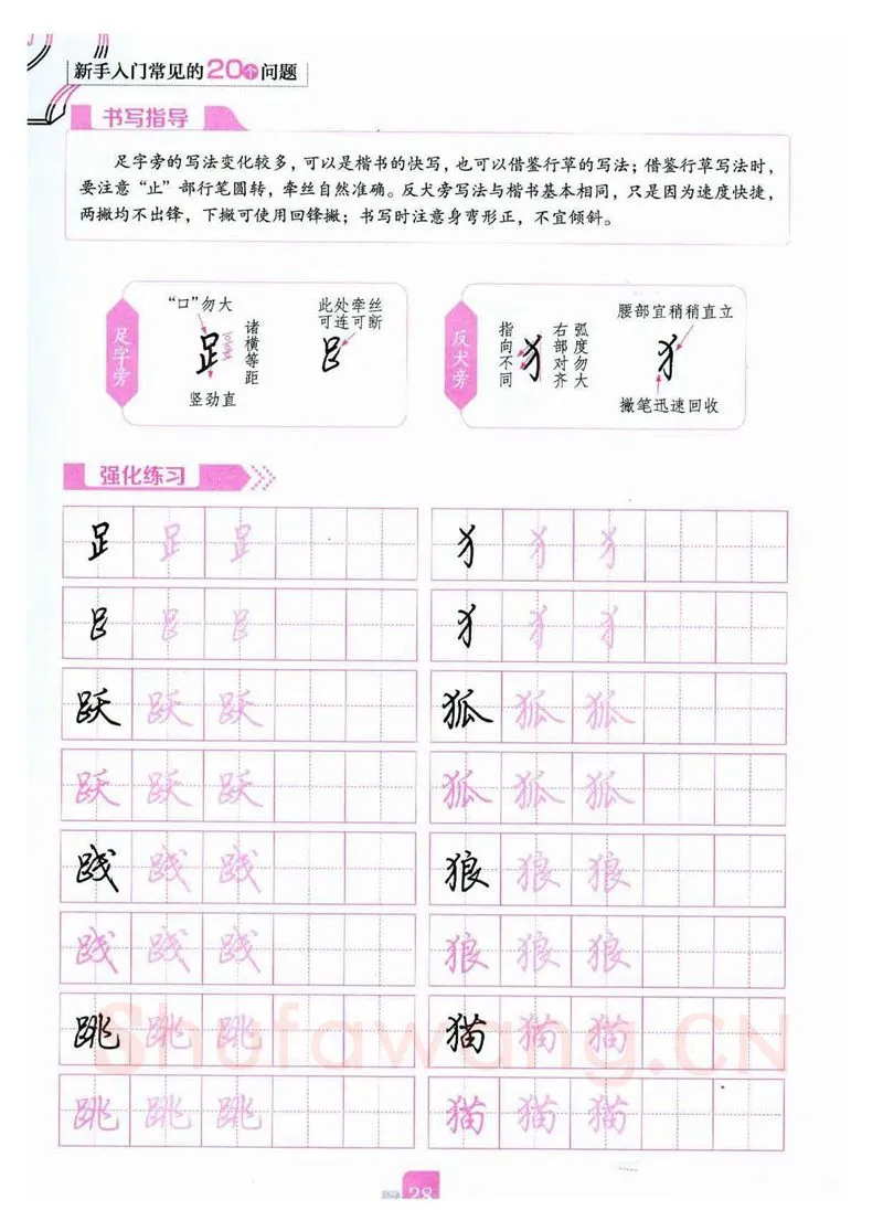 荆霄鹏硬笔硬笔字帖,摘自荆霄鹏《新手入门常见的20个问题》行楷
