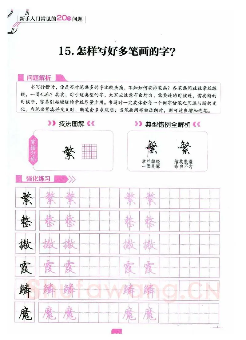 荆霄鹏硬笔硬笔字帖,摘自荆霄鹏《新手入门常见的20个问题》行楷
