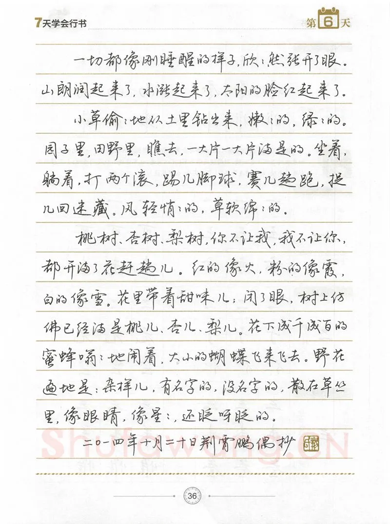 荆霄鹏硬笔行书字帖,摘自荆霄鹏《7天学会行书》字帖下载