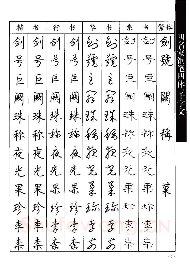 顾仲安硬笔硬笔字帖,摘自顾仲安-沈鸿根等四名家钢笔四体《千字文》