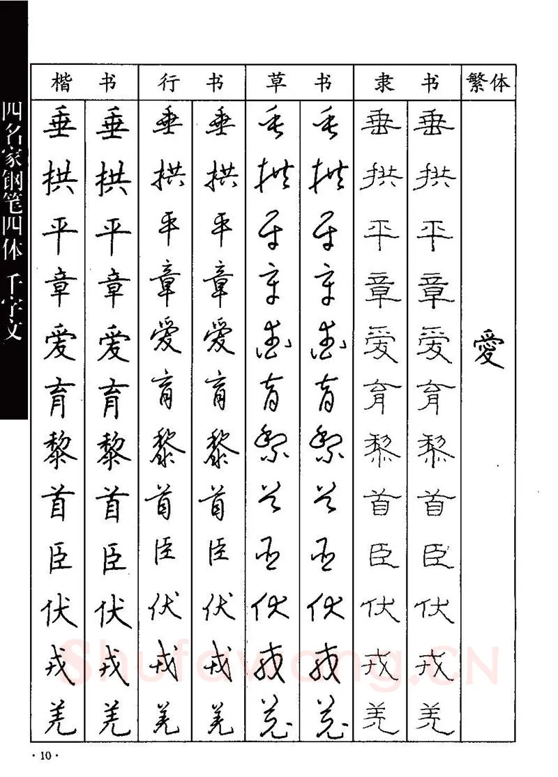 顾仲安硬笔硬笔字帖,摘自顾仲安-沈鸿根等四名家钢笔四体《千字文》