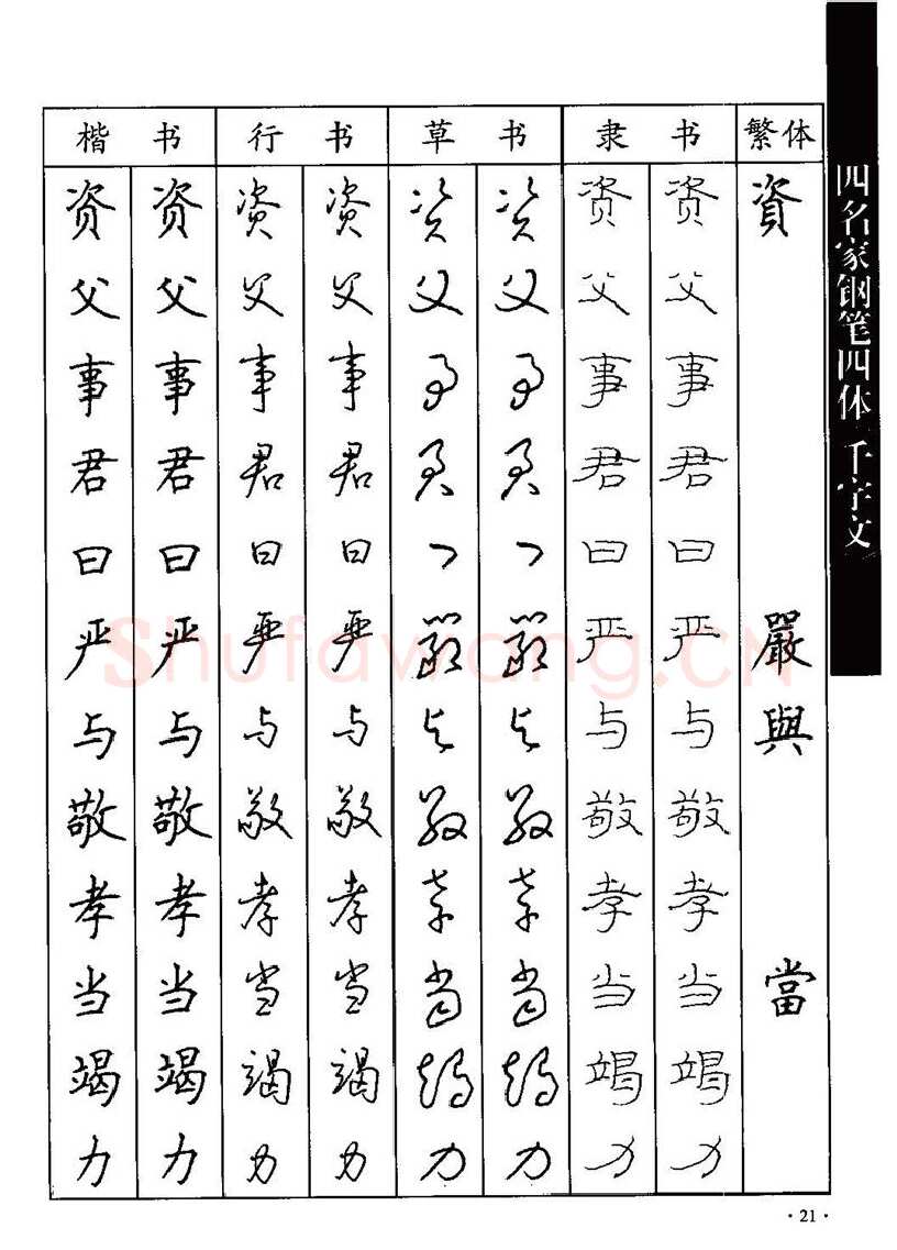 顾仲安硬笔硬笔字帖,摘自顾仲安-沈鸿根等四名家钢笔四体《千字文》