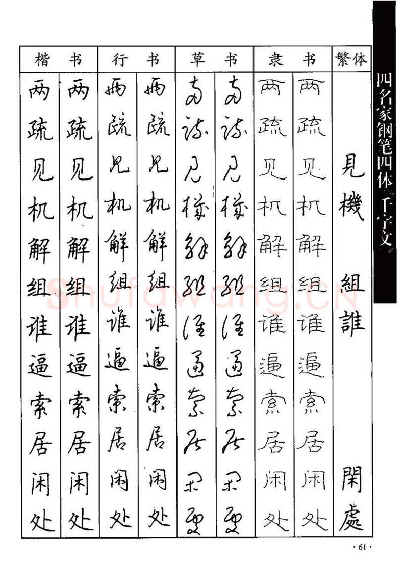 顾仲安硬笔硬笔字帖,摘自顾仲安-沈鸿根等四名家钢笔四体《千字文》