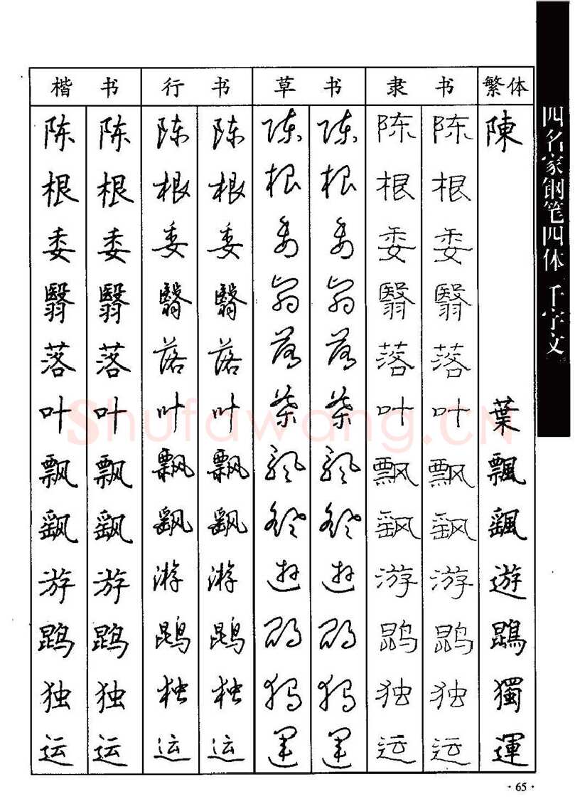 顾仲安硬笔硬笔字帖,摘自顾仲安-沈鸿根等四名家钢笔四体《千字文》