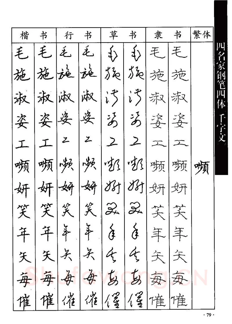 顾仲安硬笔硬笔字帖,摘自顾仲安-沈鸿根等四名家钢笔四体《千字文》