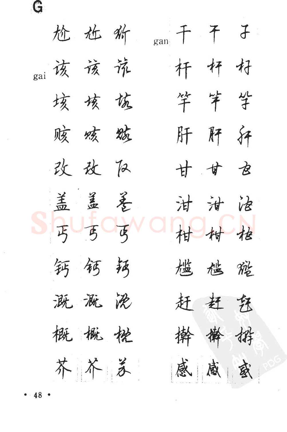 顾仲安硬笔硬笔字帖,摘自顾仲安5000常用汉字钢笔三体字帖