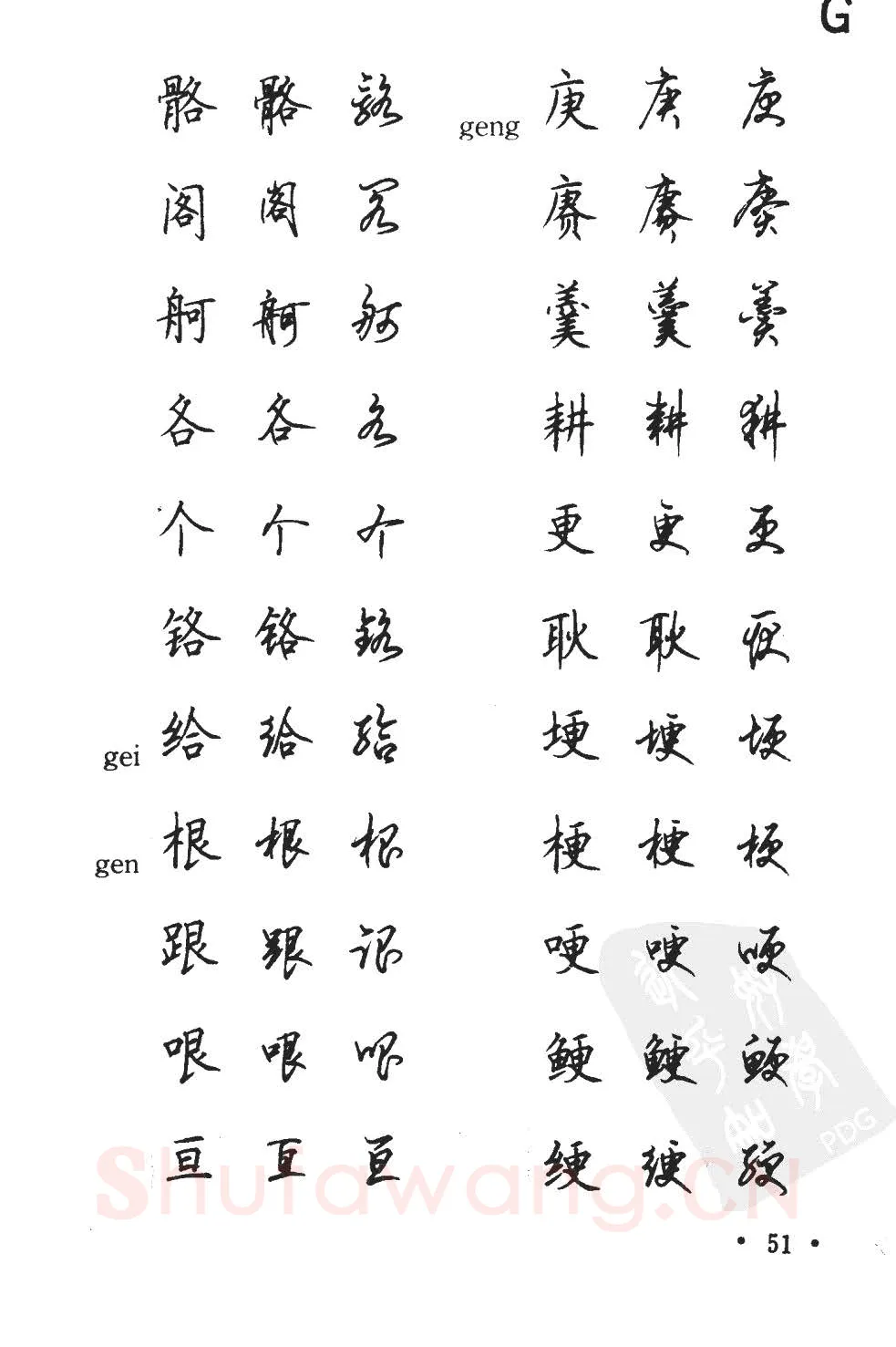 顾仲安硬笔硬笔字帖,摘自顾仲安5000常用汉字钢笔三体字帖
