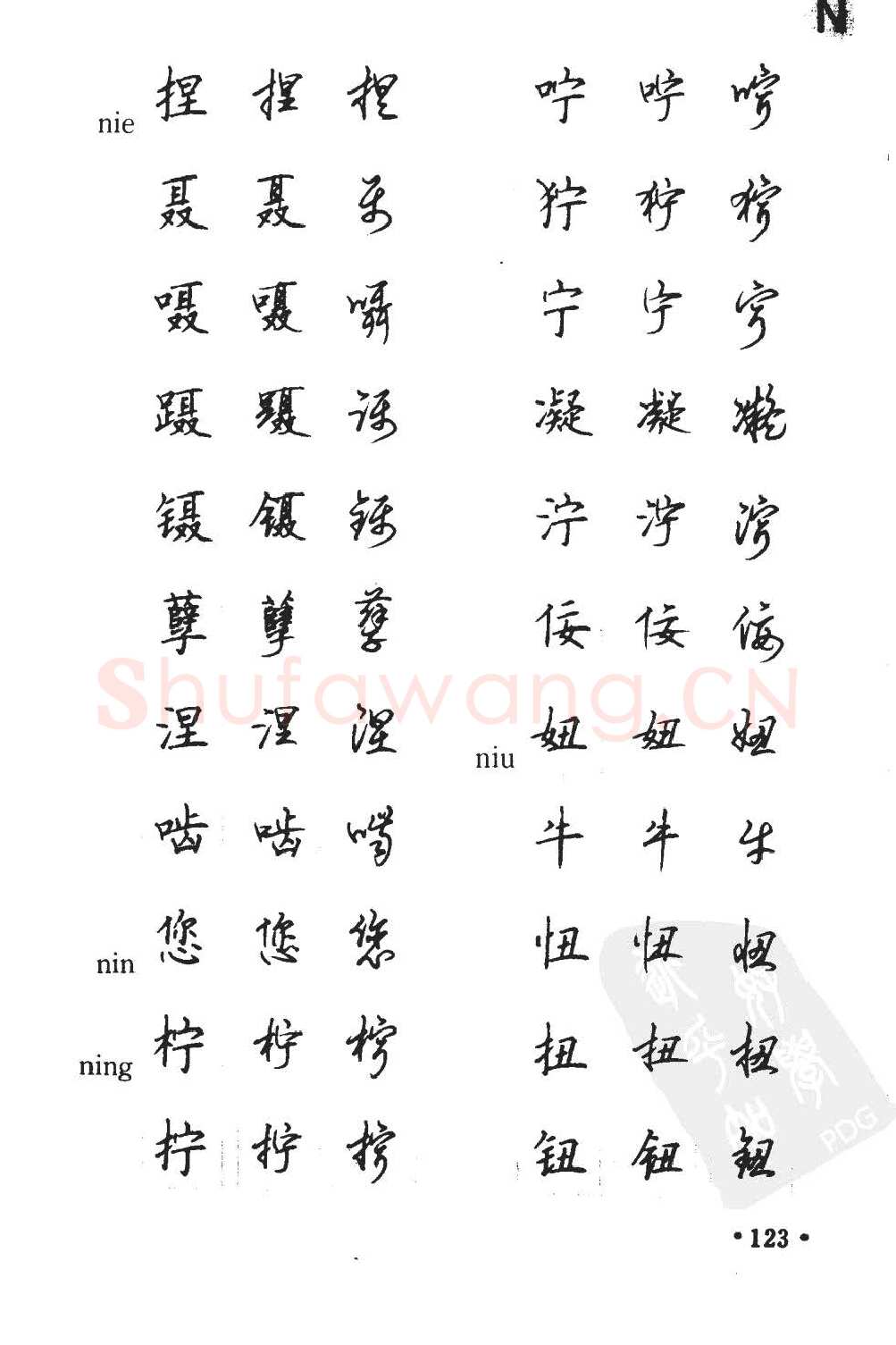 顾仲安硬笔硬笔字帖,摘自顾仲安5000常用汉字钢笔三体字帖