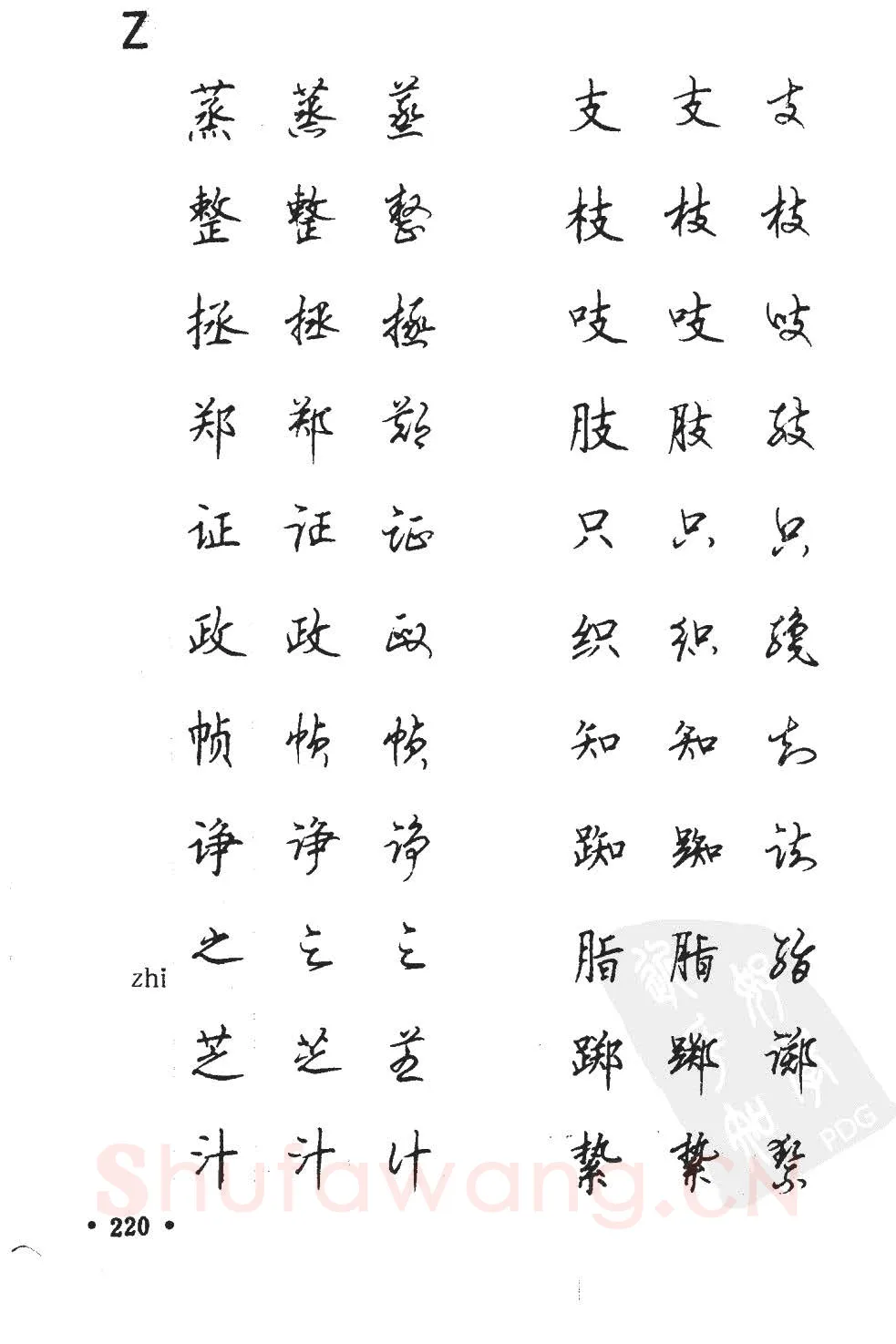 顾仲安硬笔硬笔字帖,摘自顾仲安5000常用汉字钢笔三体字帖