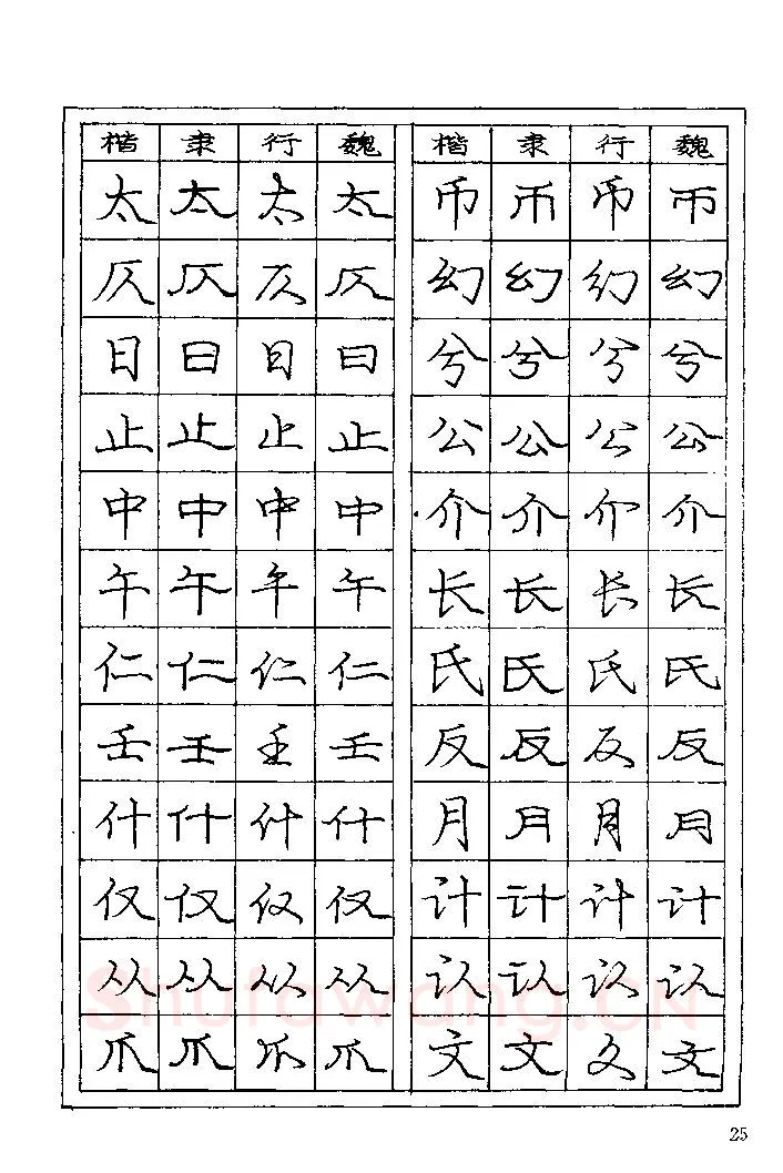 庞中华硬笔楷书字帖,摘自《庞中华钢笔字帖》84版