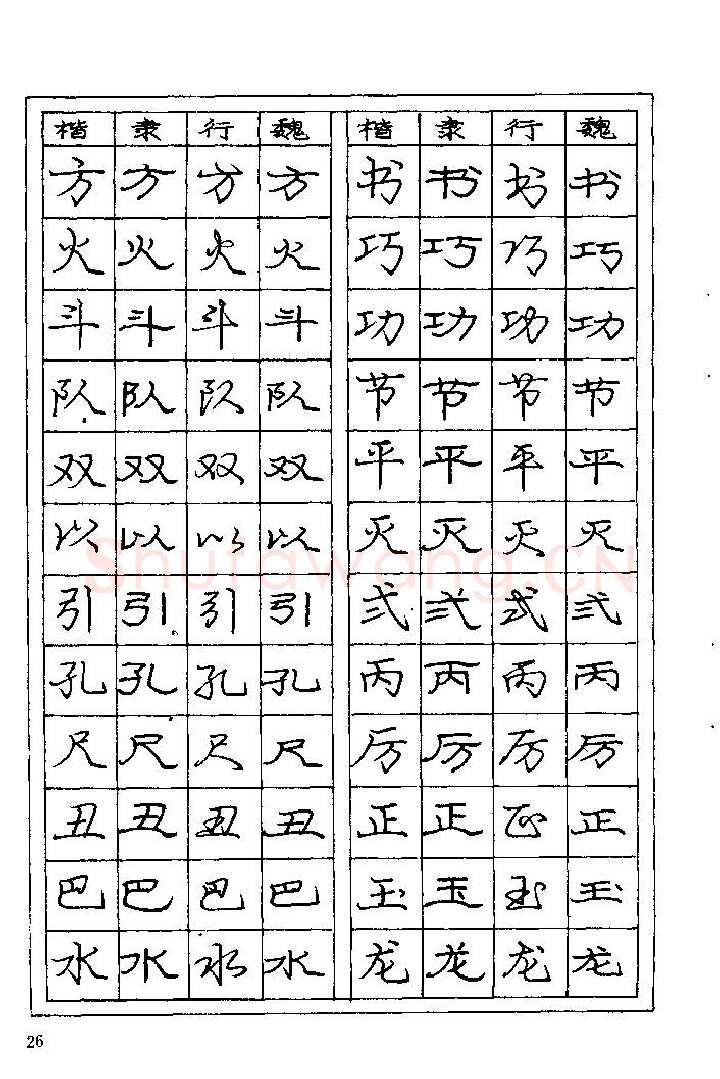 庞中华硬笔楷书字帖,摘自《庞中华钢笔字帖》84版