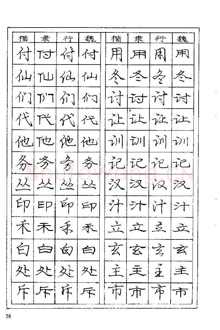 庞中华硬笔楷书字帖,摘自《庞中华钢笔字帖》84版