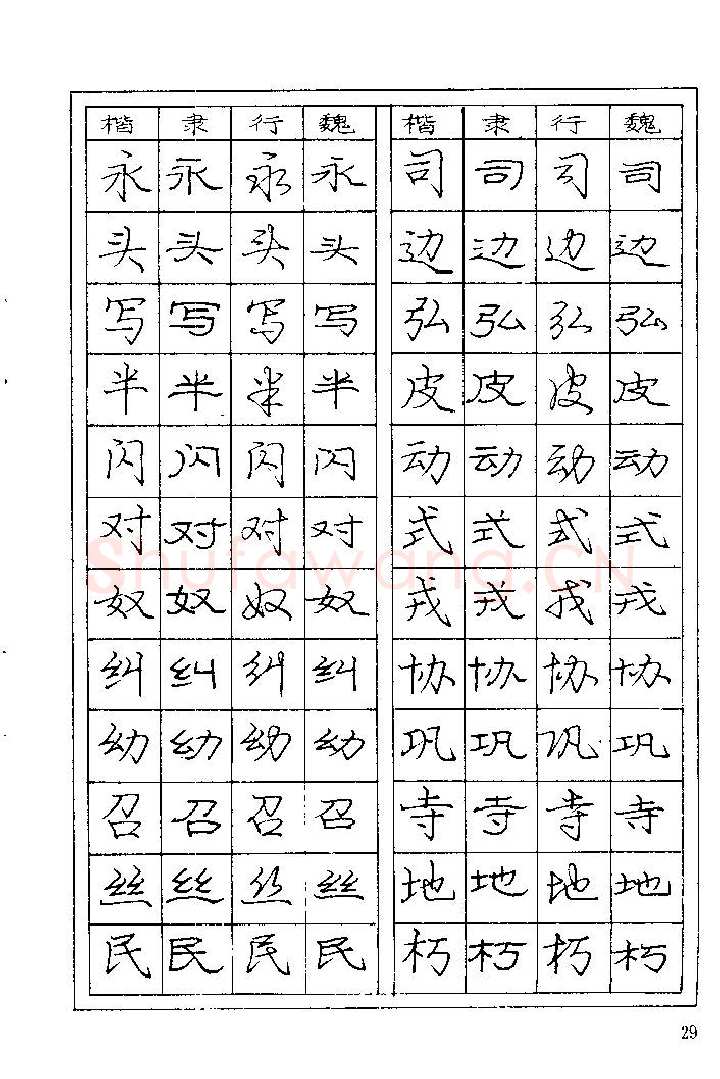 庞中华硬笔楷书字帖,摘自《庞中华钢笔字帖》84版