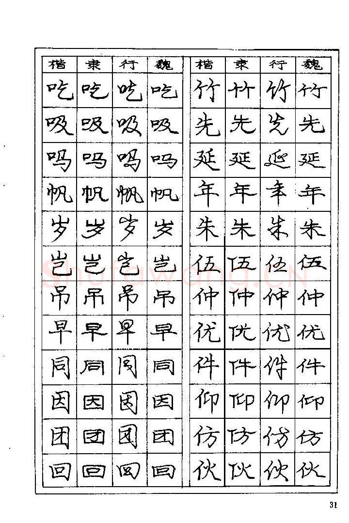 庞中华硬笔楷书字帖,摘自《庞中华钢笔字帖》84版