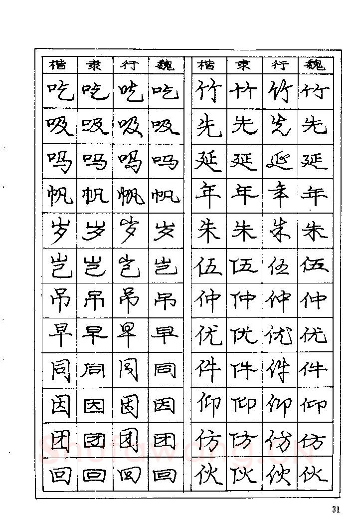 庞中华硬笔楷书字帖,摘自《庞中华钢笔字帖》84版