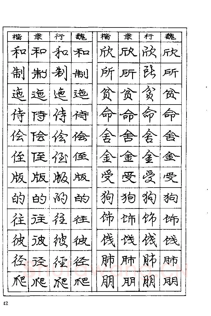 庞中华硬笔楷书字帖,摘自《庞中华钢笔字帖》84版