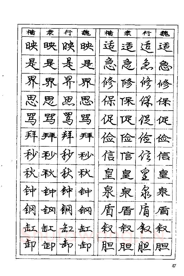 庞中华硬笔楷书字帖,摘自《庞中华钢笔字帖》84版