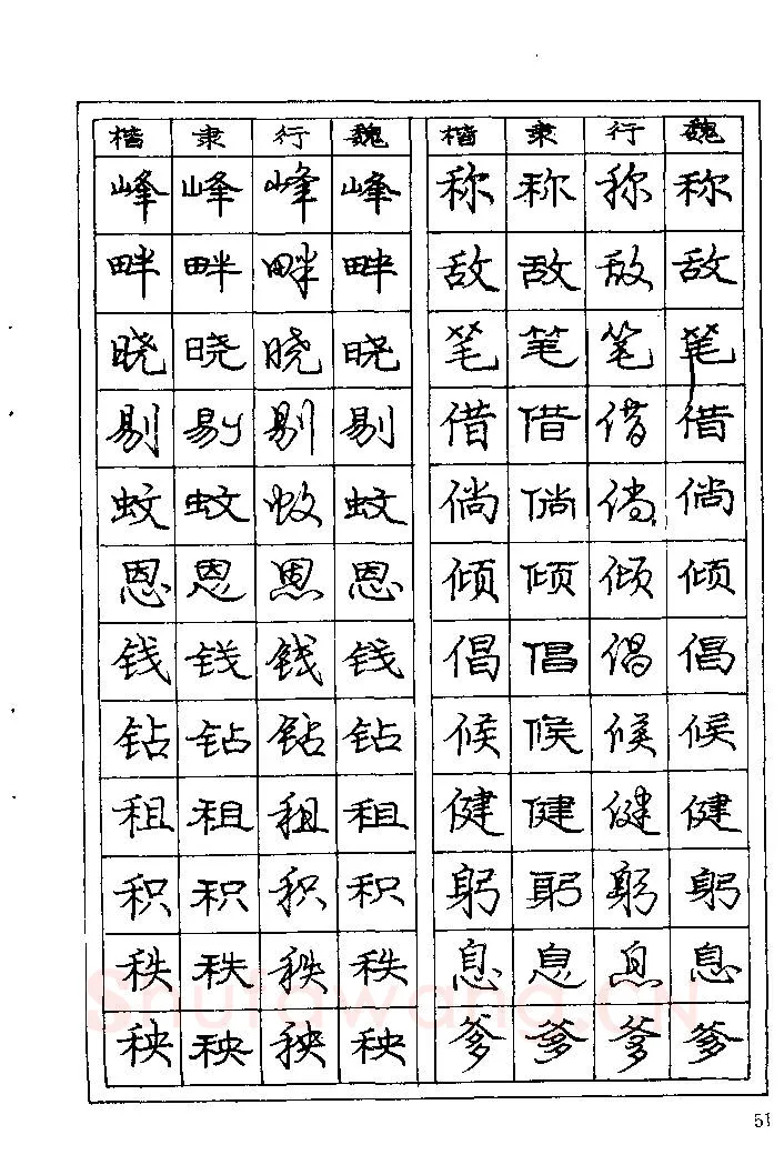 庞中华硬笔楷书字帖,摘自《庞中华钢笔字帖》84版