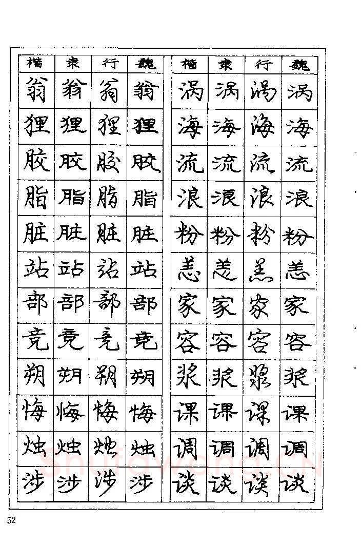 庞中华硬笔楷书字帖,摘自《庞中华钢笔字帖》84版