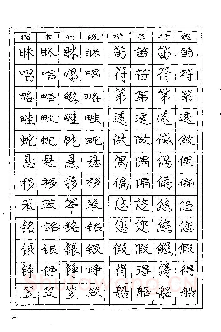 庞中华硬笔楷书字帖,摘自《庞中华钢笔字帖》84版