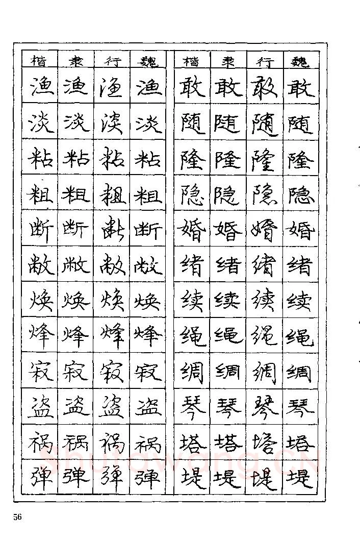 庞中华硬笔楷书字帖,摘自《庞中华钢笔字帖》84版