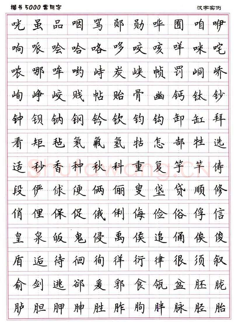 卢中南硬笔楷书字帖,摘自卢中南楷书5000常用字下载