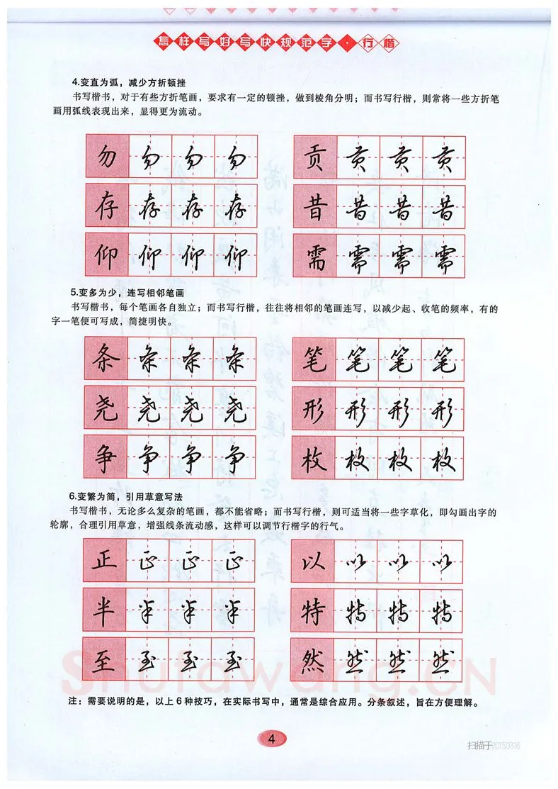 吴玉生硬笔硬笔字帖,摘自吴玉生《怎样写好写快规范字》行楷字帖