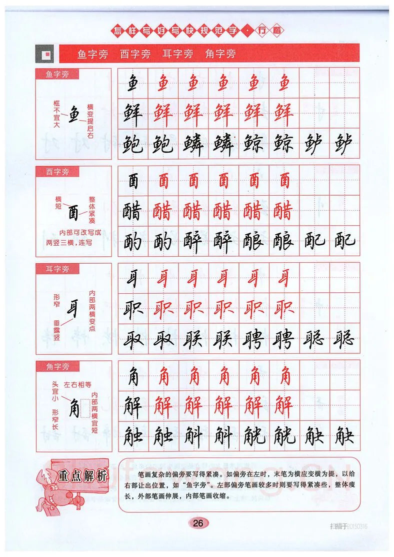 吴玉生硬笔硬笔字帖,摘自吴玉生《怎样写好写快规范字》行楷字帖