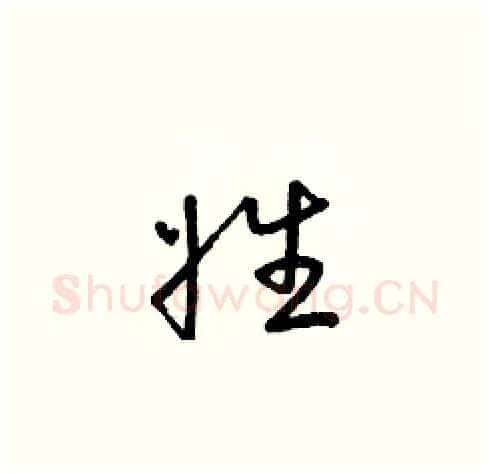 姓硬笔草书写法,摘自朱寿友硬笔书法字帖