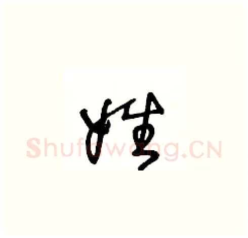 姓硬笔草书写法,摘自王冬龄硬笔书法字帖