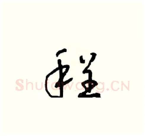 程硬笔草书写法,摘自朱寿友硬笔书法字帖