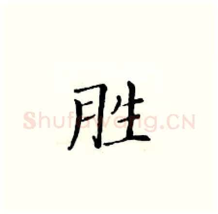 胜硬笔楷书写法,摘自黄华生硬笔书法字帖