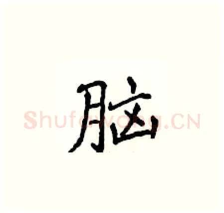 脑硬笔楷书写法,摘自侯登峰硬笔书法字帖