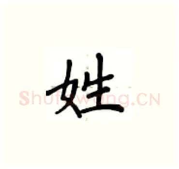 姓硬笔楷书写法,摘自卢中南硬笔书法字帖
