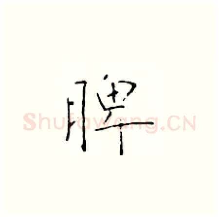 脾硬笔楷书写法,摘自于学仁硬笔书法字帖