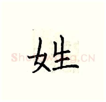 姓硬笔楷书写法,摘自曾庆福硬笔书法字帖