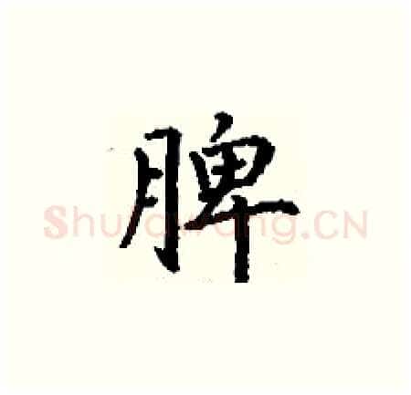 脾硬笔楷书写法,摘自丁谦硬笔书法字帖